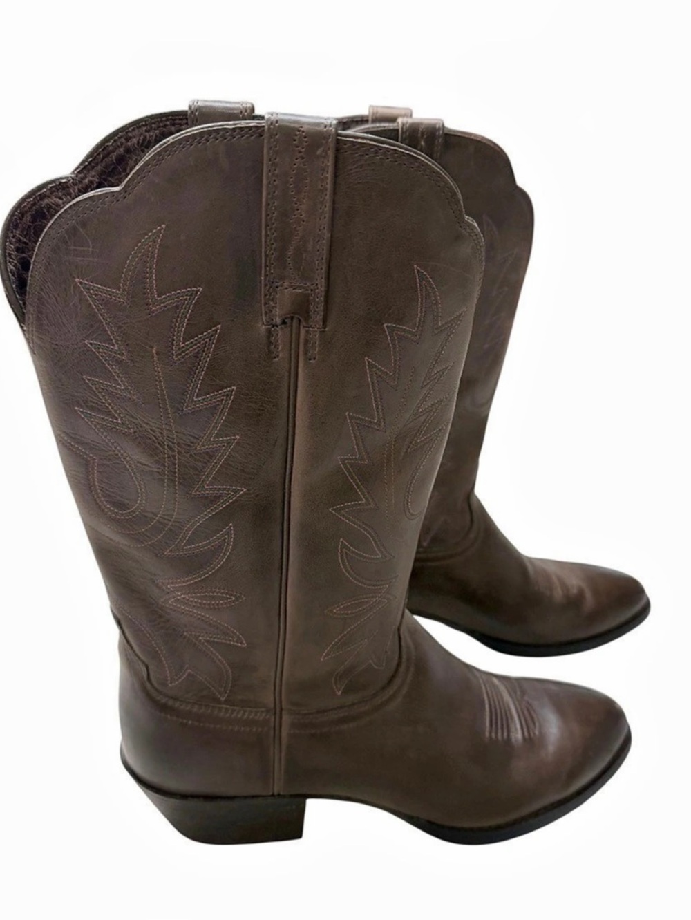 Ariat Heritage R-Toe Western Cowgirl Boots Distressed Brown Leather 9.5B